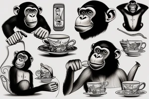 A chimpanzee tea party tattoo idea