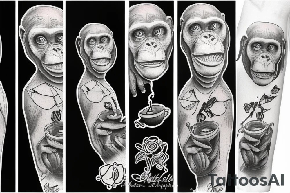 A chimpanzee tea party tattoo idea