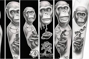 A chimpanzee tea party tattoo idea