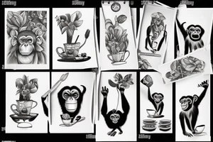 A chimpanzee tea party tattoo idea