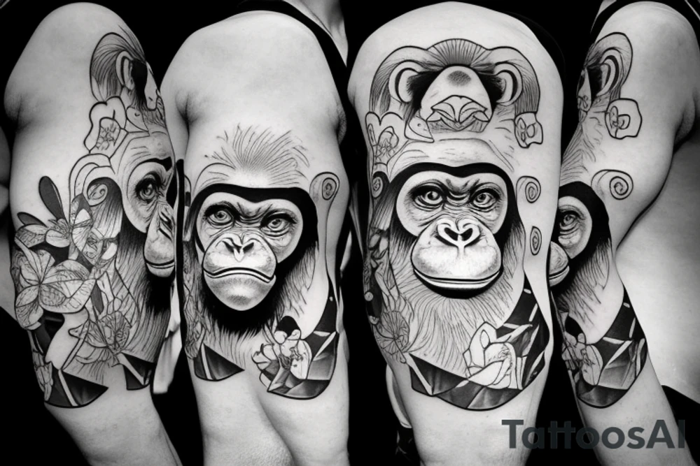 A chimpanzee tea party tattoo idea