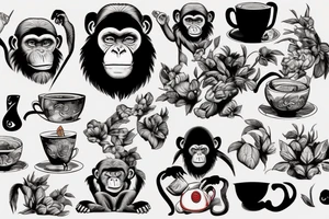 A chimpanzee tea party tattoo idea