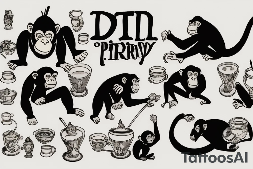 A chimpanzee tea party tattoo idea