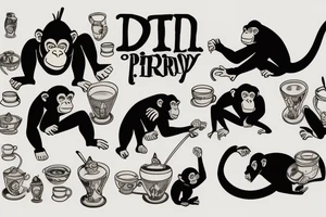 A chimpanzee tea party tattoo idea