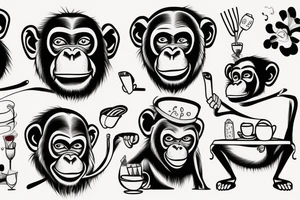 A chimpanzee tea party tattoo idea