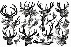 woman with blindfold, deer antlers below tattoo idea