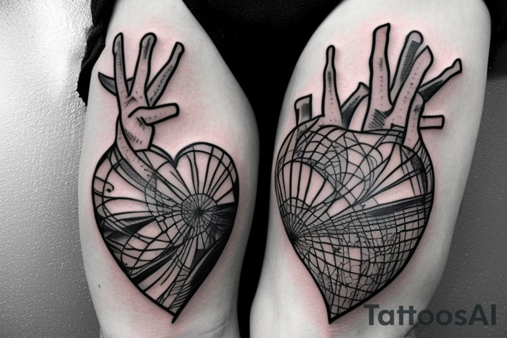 anatomical heart in a bird cage tattoo idea