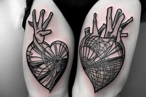 anatomical heart in a bird cage tattoo idea