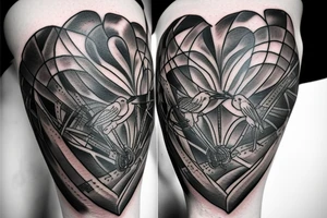anatomical heart in a bird cage tattoo idea