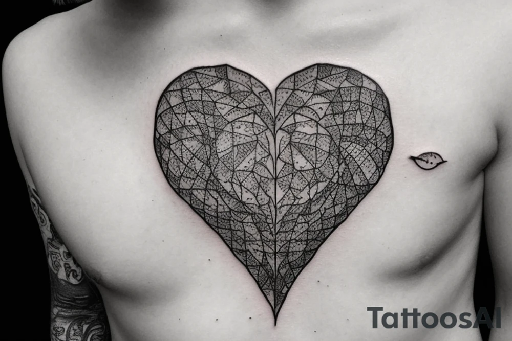 anatomical heart in a bird cage tattoo idea