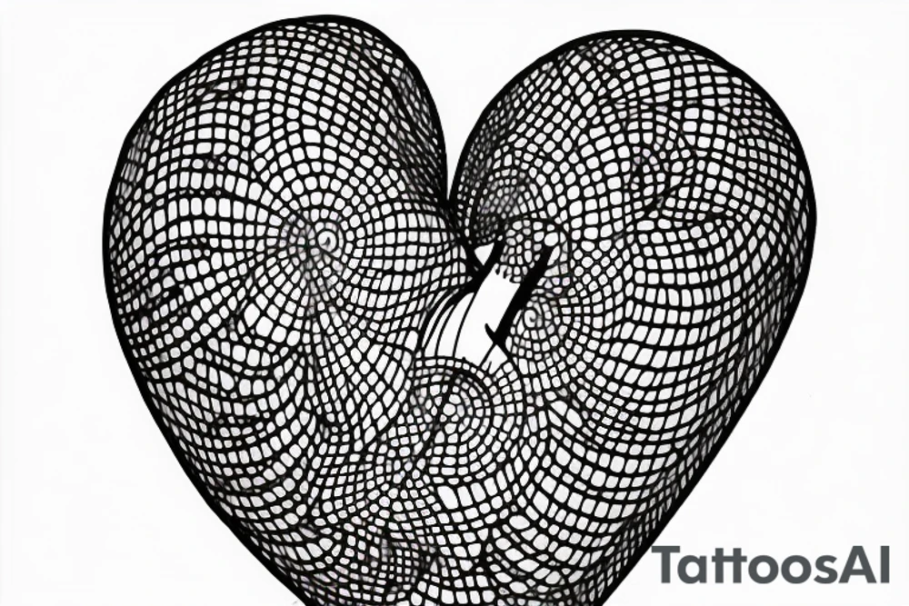 anatomical heart in a bird cage tattoo idea
