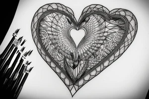 anatomical heart in a bird cage tattoo idea
