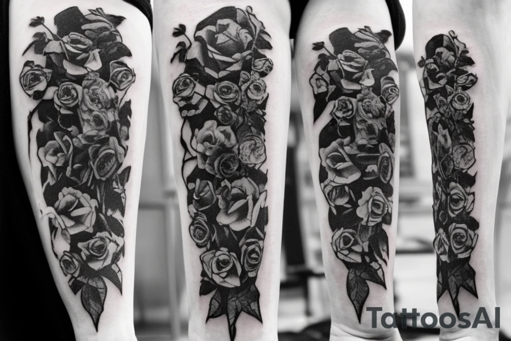 Frankenstein with roses and vines tattoo idea