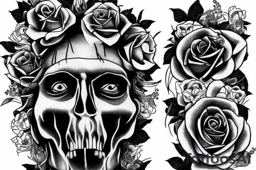 Frankenstein with roses and vines tattoo idea