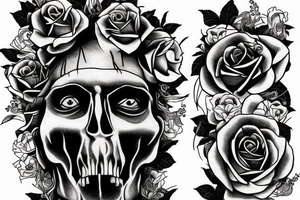 Frankenstein with roses and vines tattoo idea