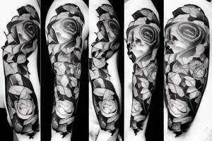 Frankenstein with roses and vines tattoo idea