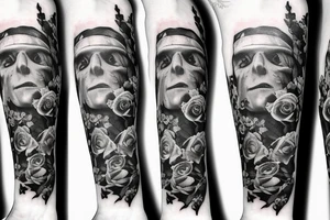 Frankenstein with roses and vines tattoo idea