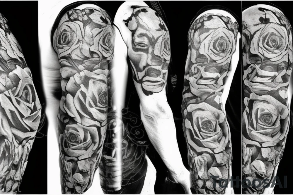 Frankenstein as a humanitarian with roses tattoo idea