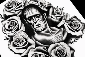 Frankenstein as a humanitarian with roses tattoo idea