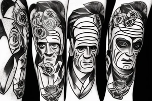 Frankenstein as a humanitarian with roses tattoo idea