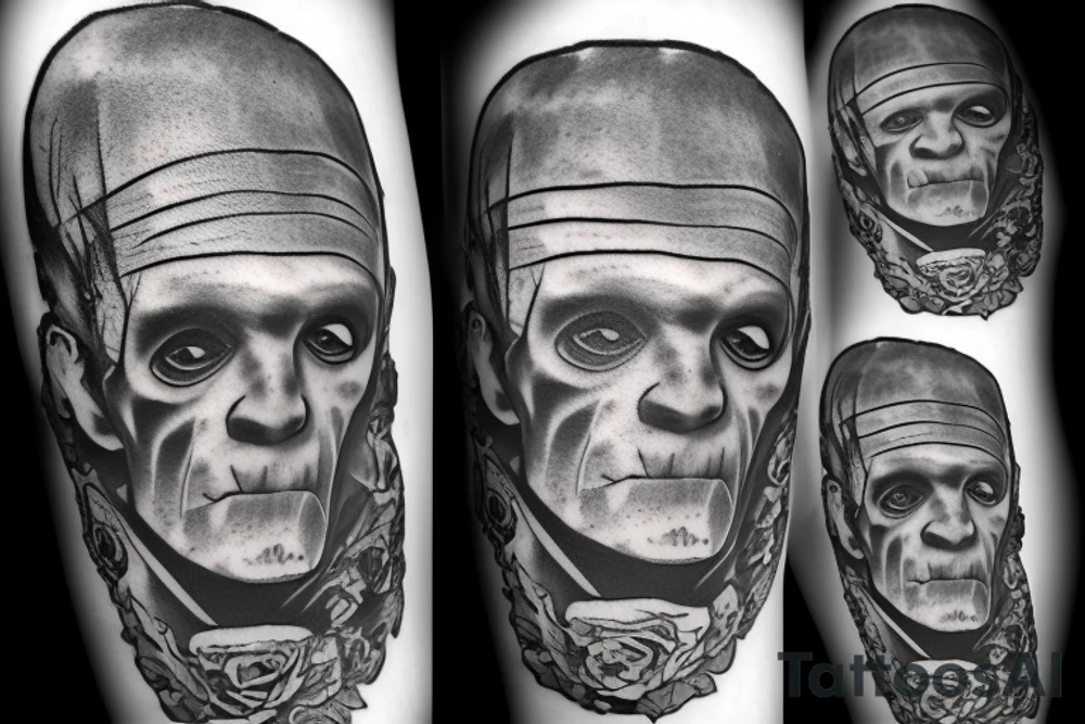 Frankenstein as a humanitarian with roses tattoo idea