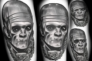 Frankenstein as a humanitarian with roses tattoo idea