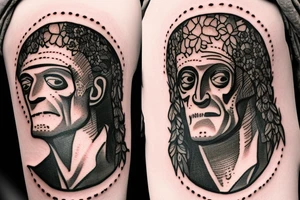 Frankenstein as a humanitarian with roses tattoo idea