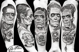 Frankenstein as a humanitarian with roses tattoo idea
