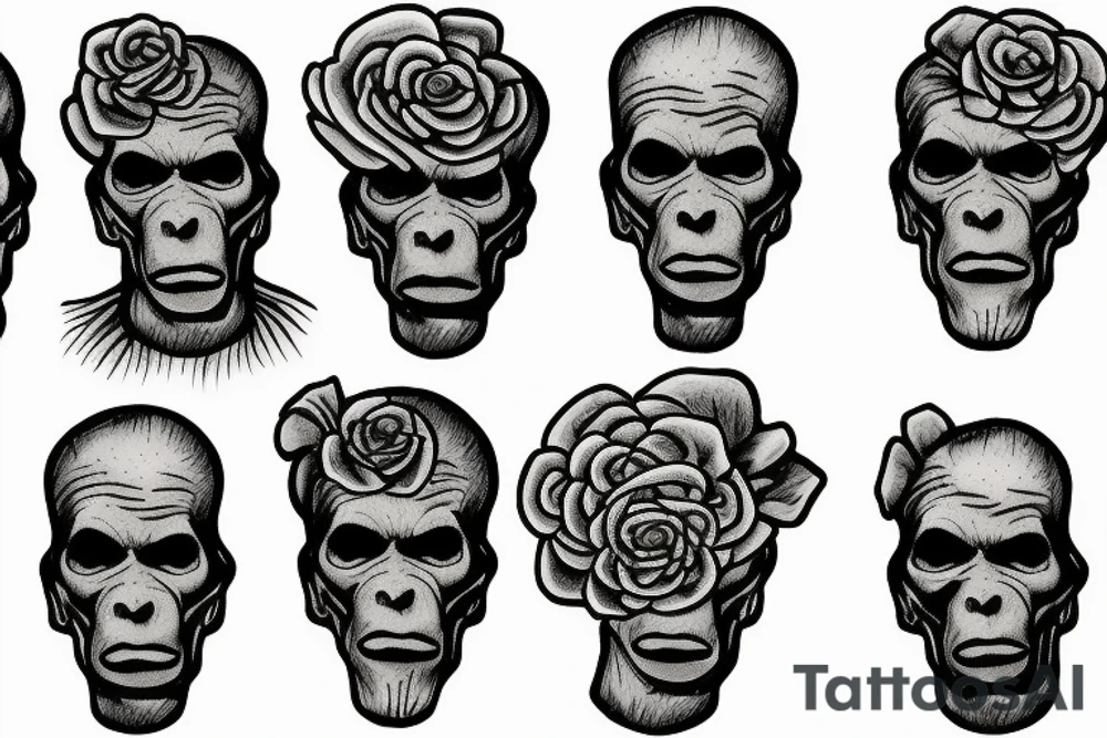 Friendly Frankenstein with roses tattoo idea