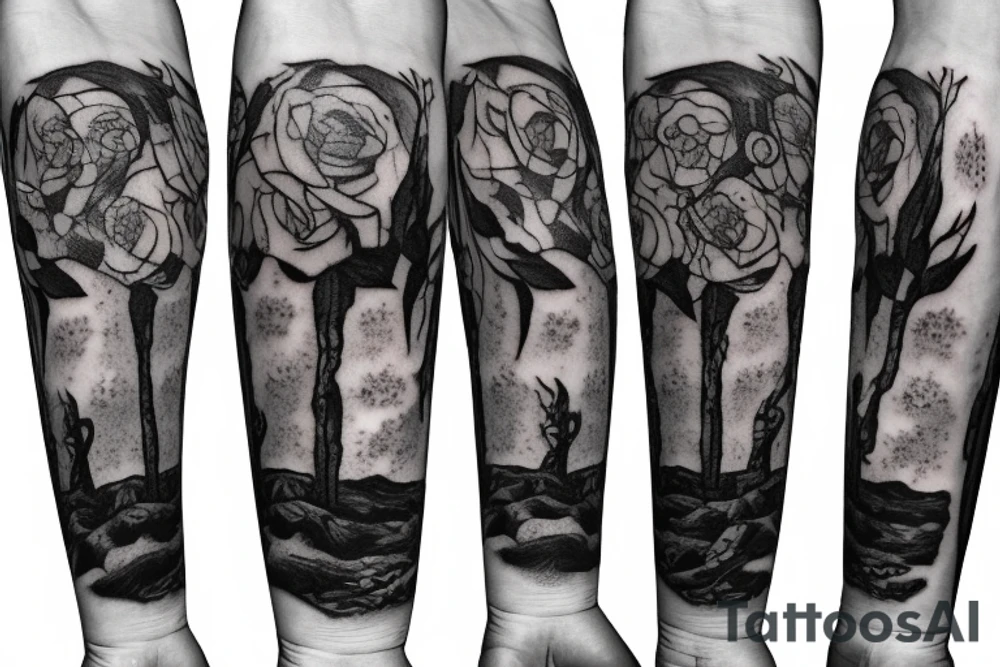 Friendly Frankenstein with roses tattoo idea