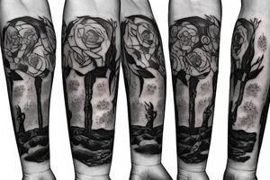 Friendly Frankenstein with roses tattoo idea