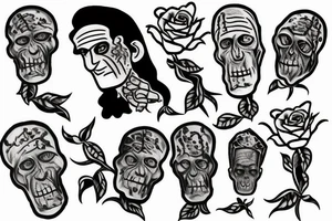 Friendly Frankenstein with roses tattoo idea