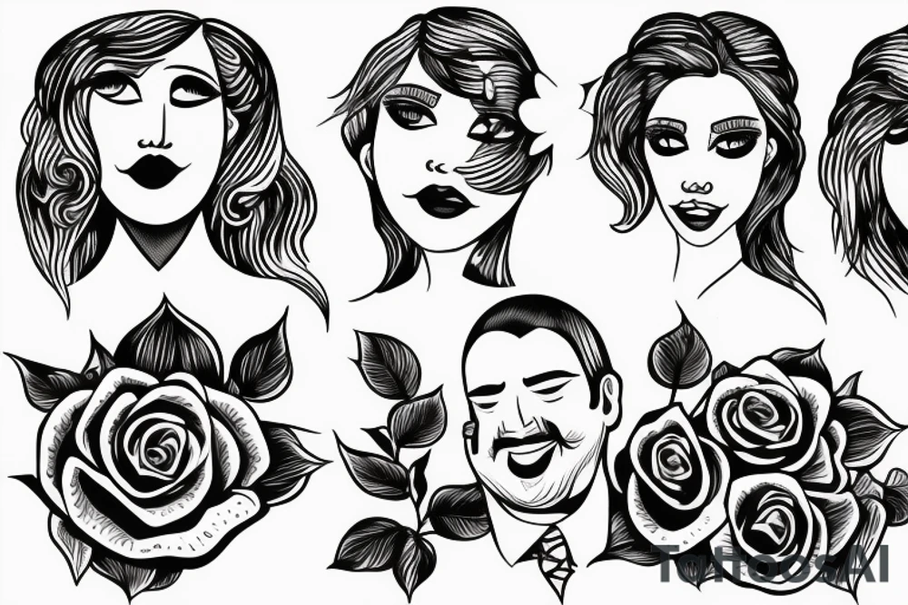 Father and daughter with roses tattoo idea