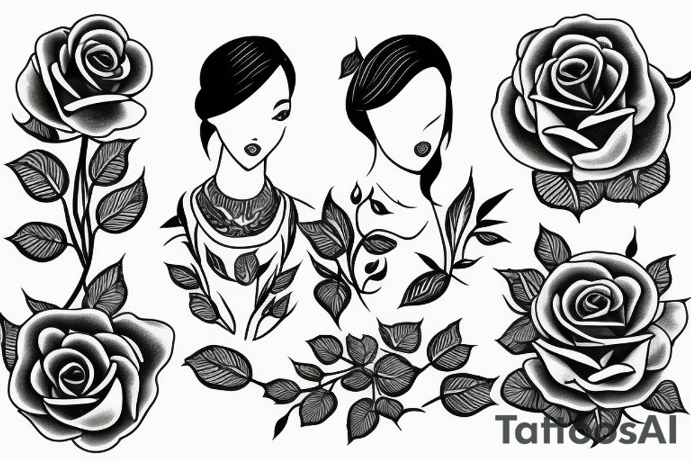 Father and daughter with roses tattoo idea