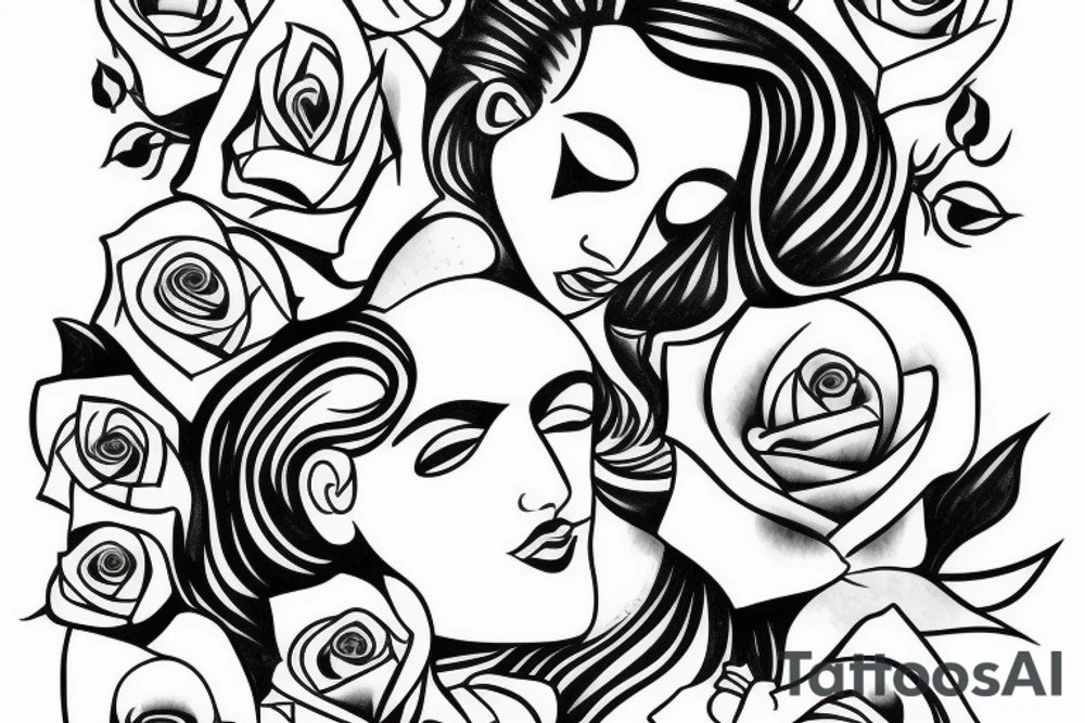 Father and daughter with roses tattoo idea