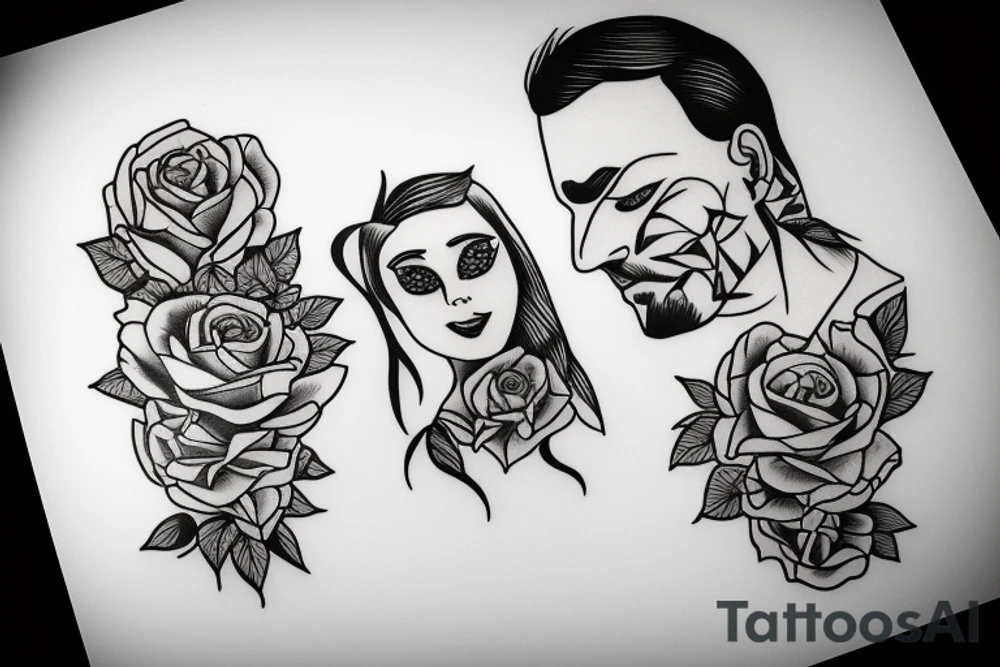 Father and daughter with roses tattoo idea