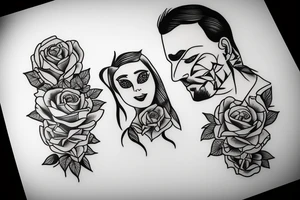 Father and daughter with roses tattoo idea