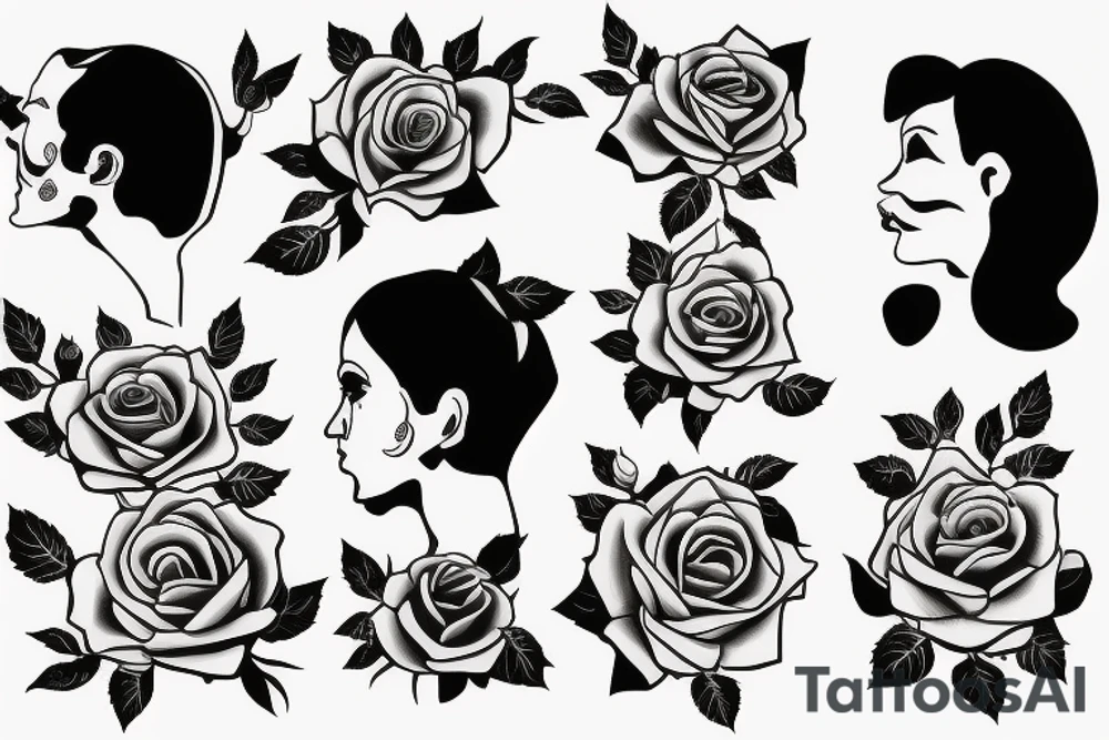 Father and daughter with roses tattoo idea