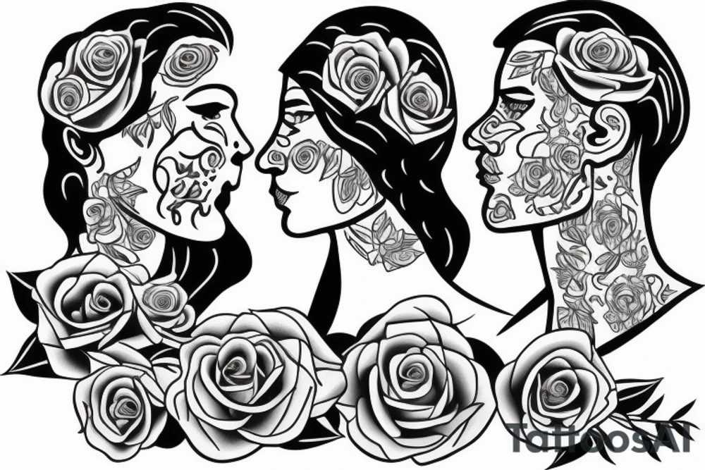 Father and daughter with roses tattoo idea