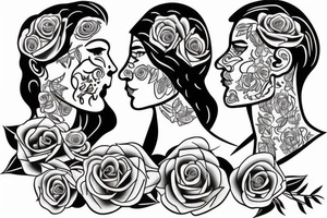 Father and daughter with roses tattoo idea