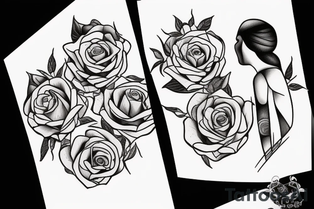 Father and daughter with roses tattoo idea