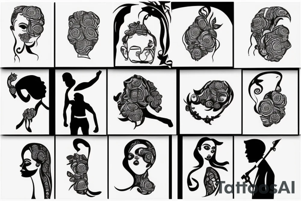 Father and daughter silhouette tattoo idea
