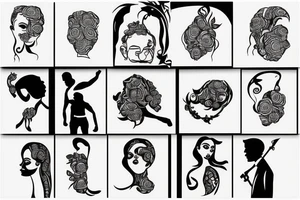 Father and daughter silhouette tattoo idea