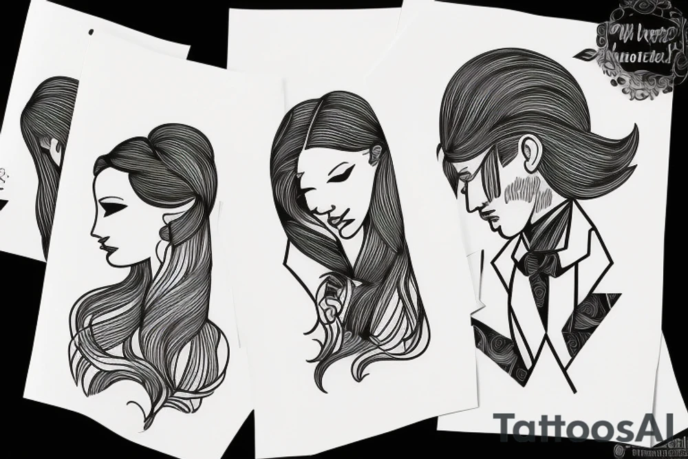 Father and daughter silhouette tattoo idea