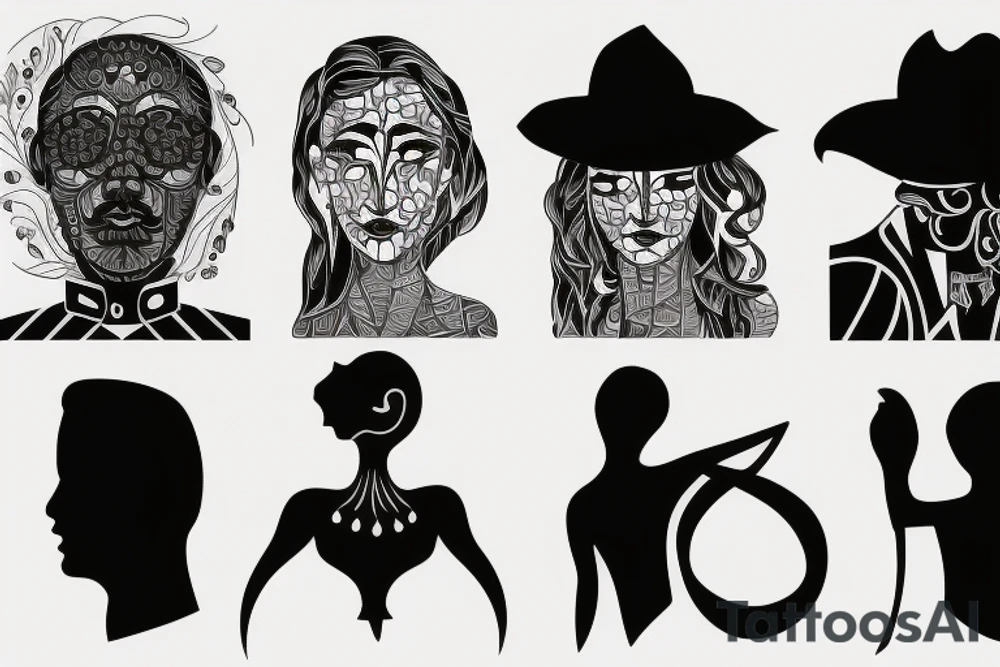 Father and daughter silhouette tattoo idea