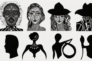Father and daughter silhouette tattoo idea