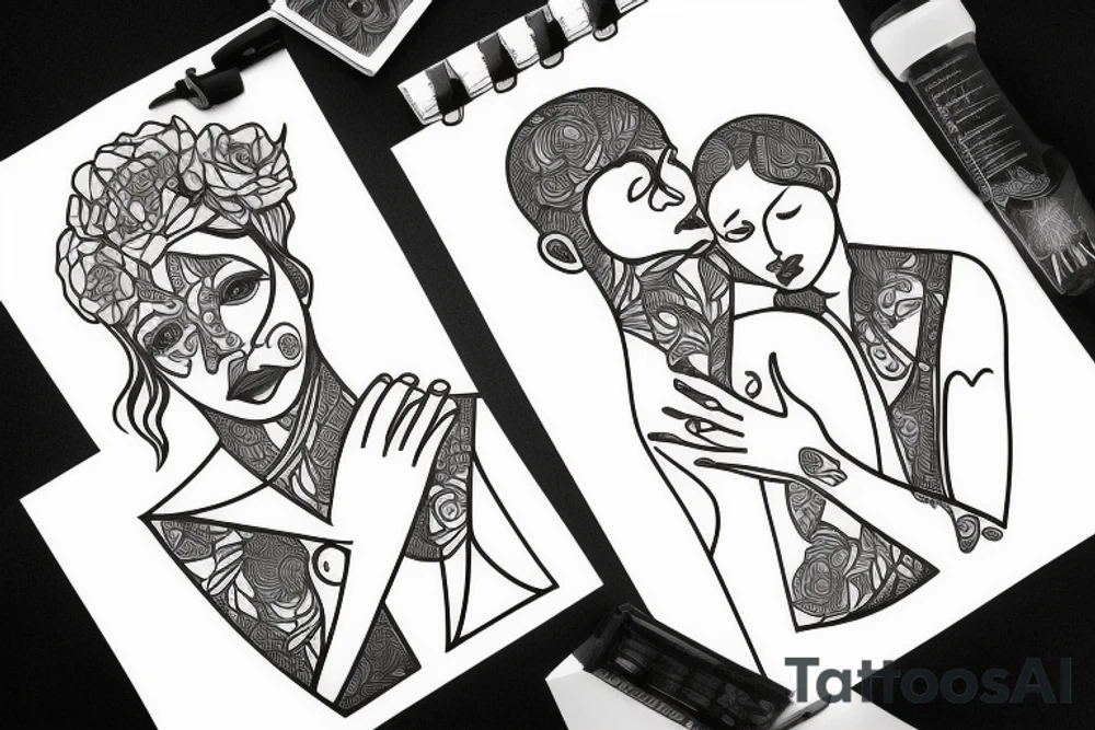 Father and daughter silhouette tattoo idea