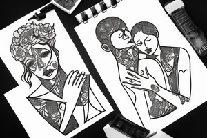 Father and daughter silhouette tattoo idea