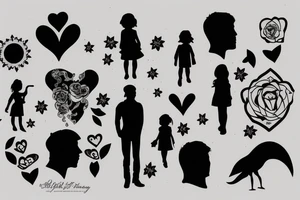 Father and daughter silhouette tattoo idea