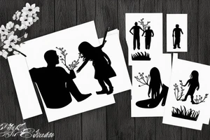 Father and daughter silhouette tattoo idea